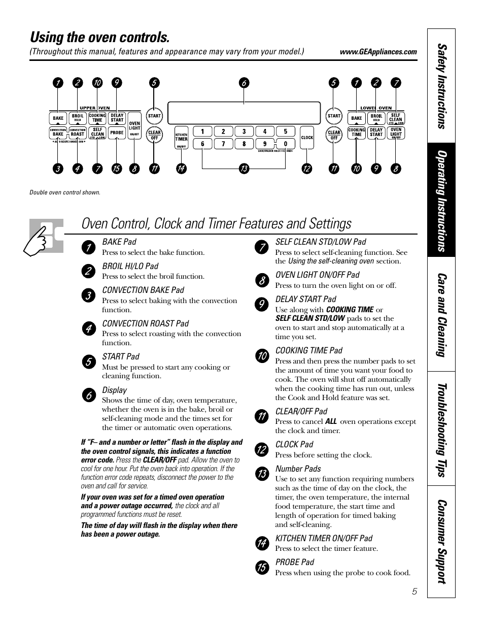 Controls, Using the oven controls | GE JT912 User Manual | Page 5 / 32