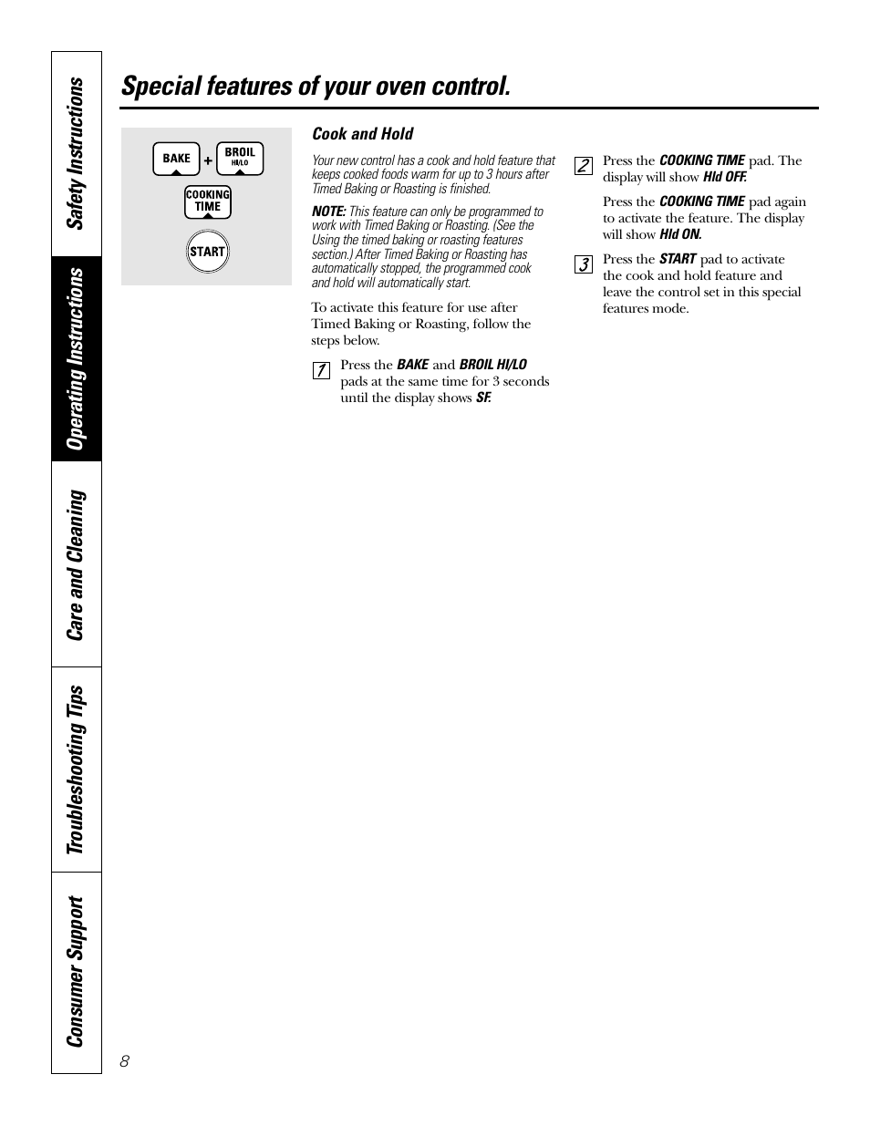 Special features of your oven control | GE JT912 User Manual | Page 8 / 32
