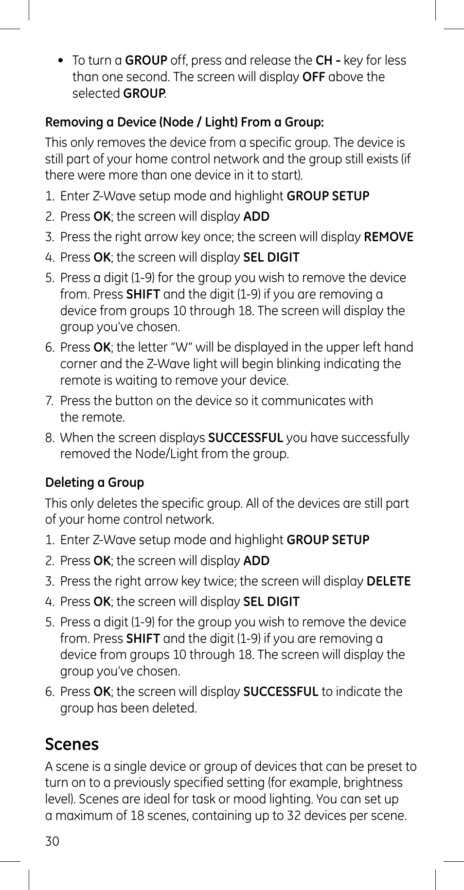 Scenes | GE 45608 User Manual | Page 30 / 54