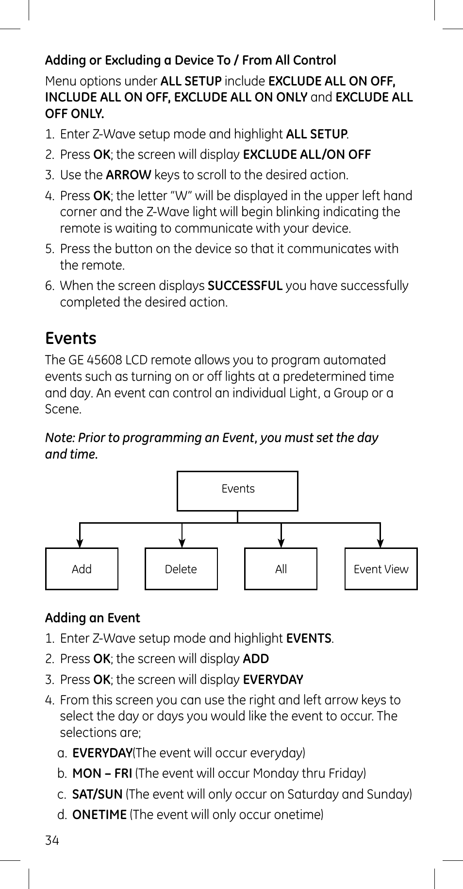 Events | GE 45608 User Manual | Page 34 / 54