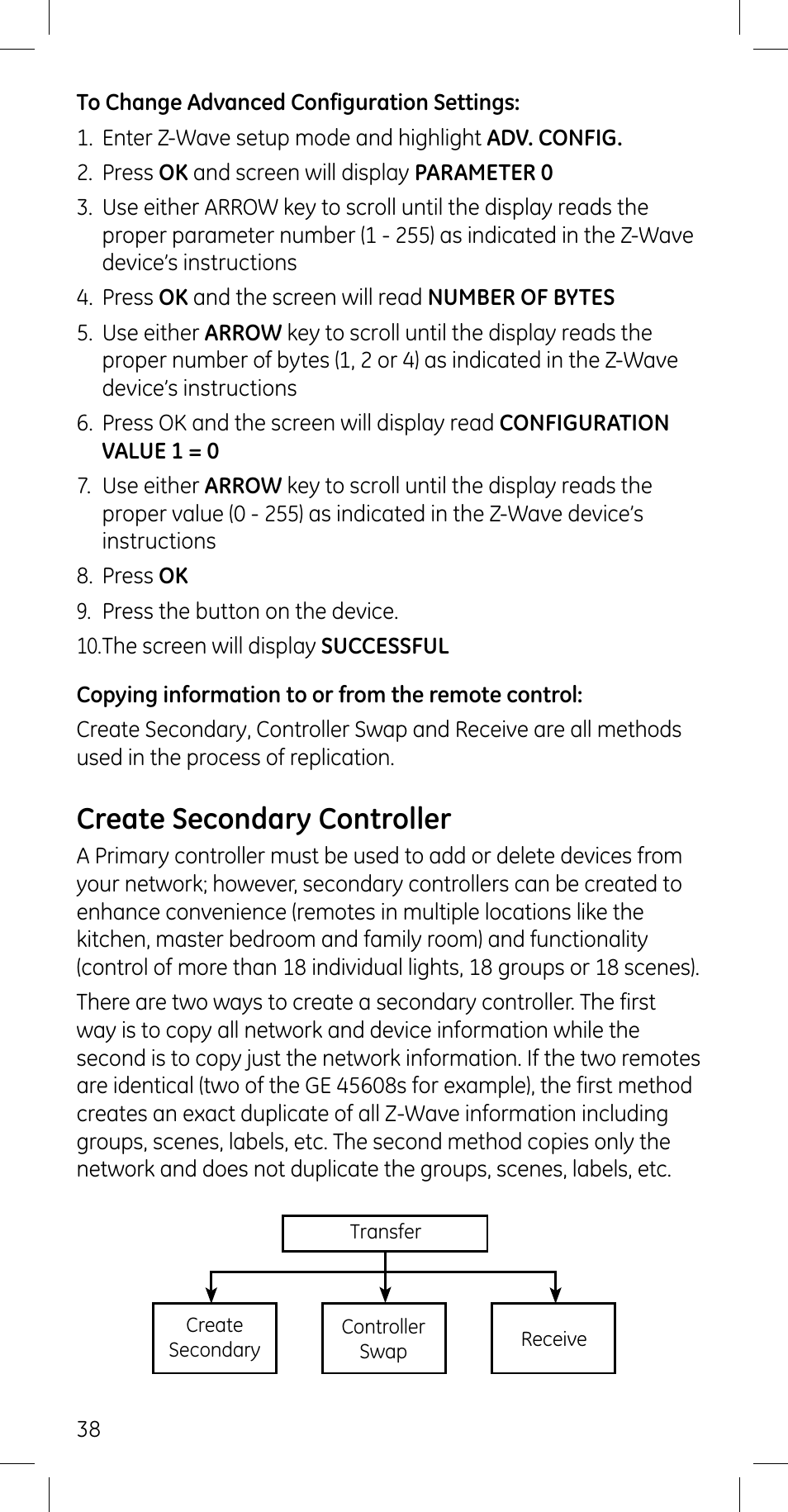 Create secondary controller | GE 45608 User Manual | Page 38 / 54