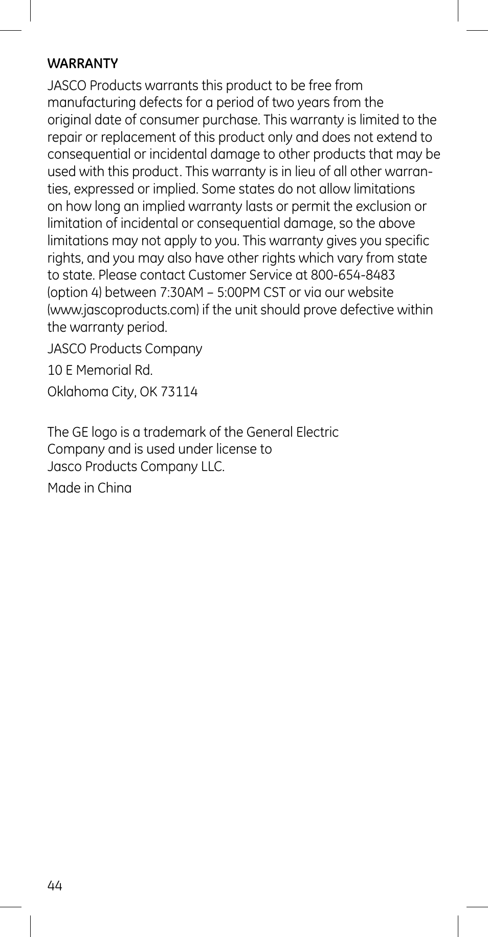 GE 45608 User Manual | Page 44 / 54