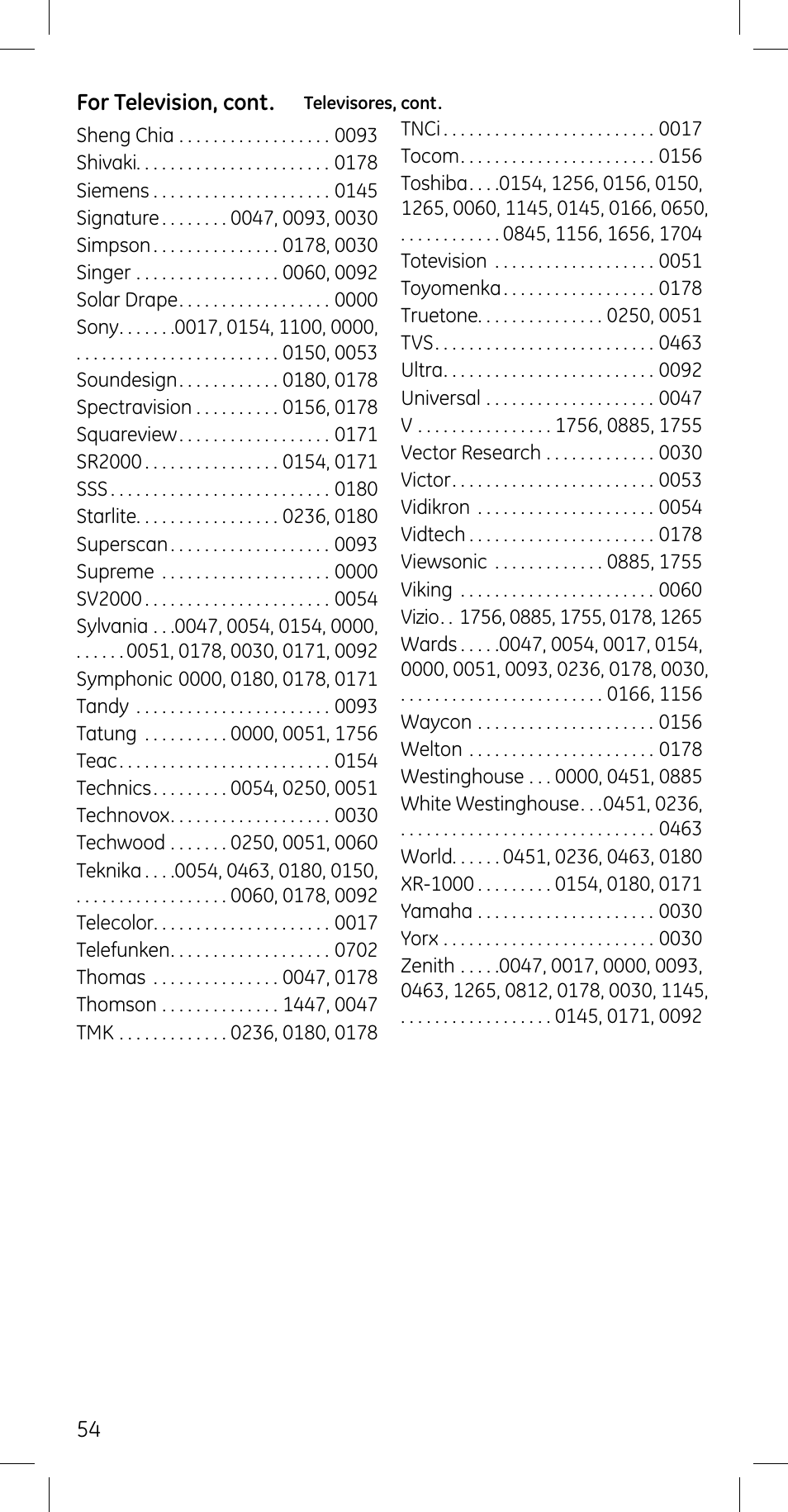 GE 45608 User Manual | Page 54 / 54