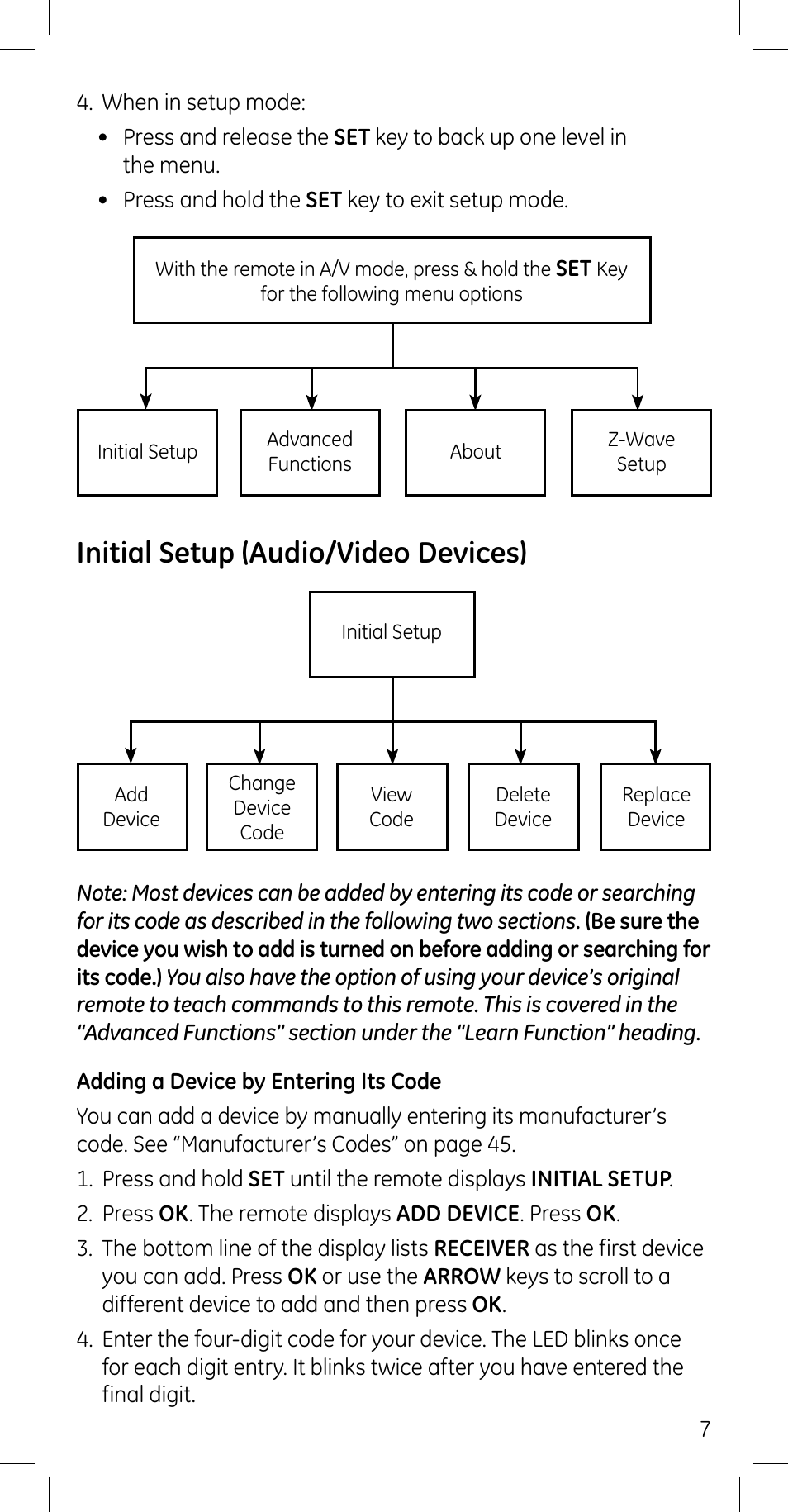 Initial setup (audio/video devices) | GE 45608 User Manual | Page 7 / 54