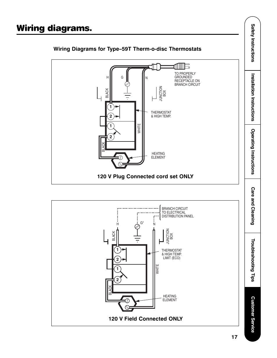 Wiring diagrams | GE Series User Manual | Page 17 / 20