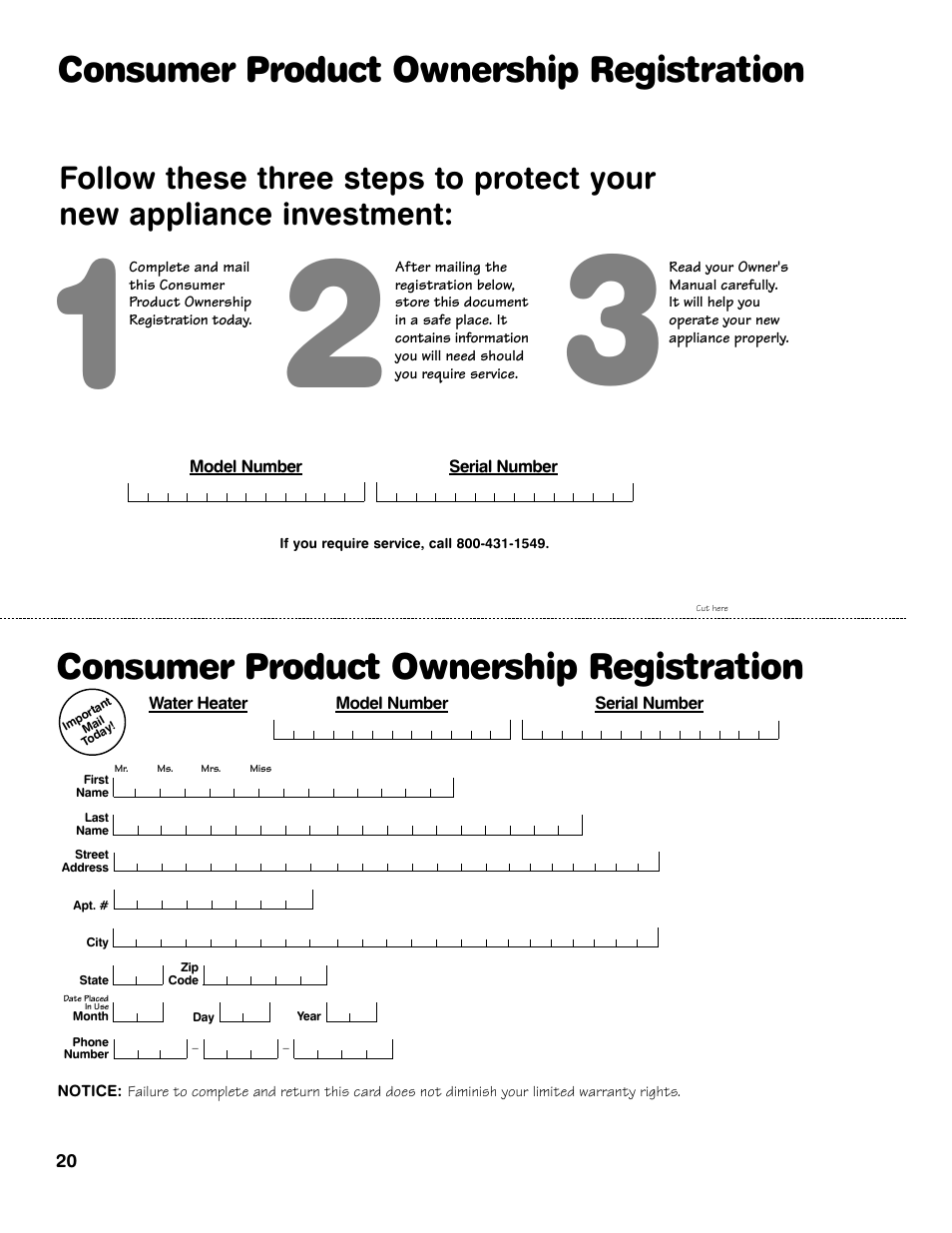Consumer product ownership registration | GE Series User Manual | Page 20 / 20