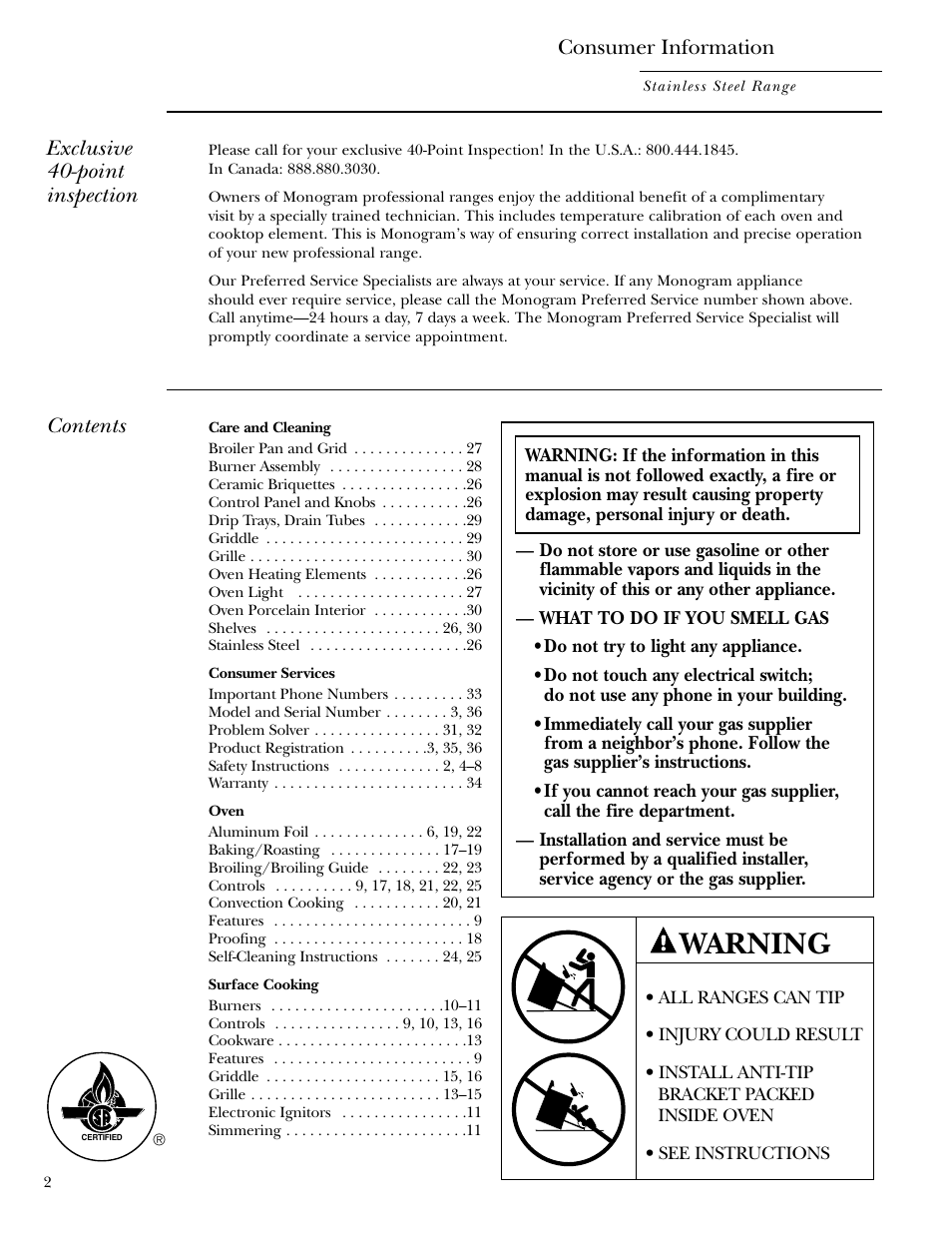 GE Gas Ranges User Manual | Page 2 / 36