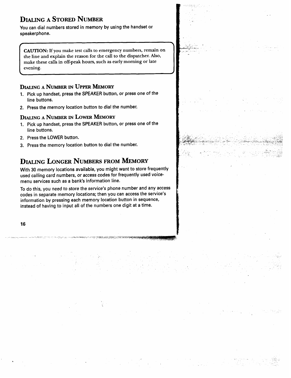 Dialing longer numbers from memory, Ialing, Onger | Umbers, From, Emory | GE 2-9975 User Manual | Page 18 / 32