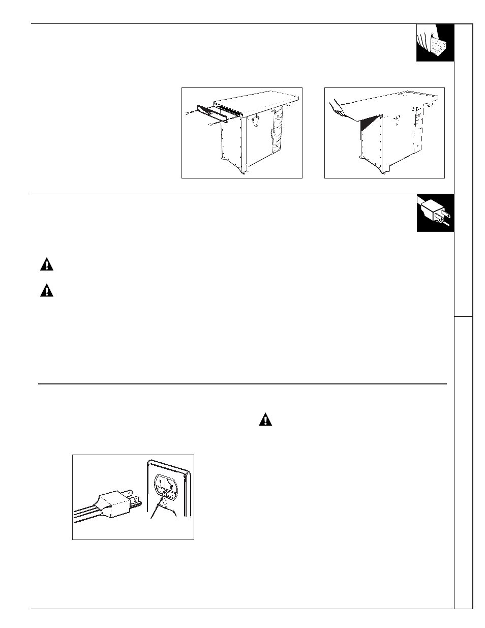 Changing front panel, Electrical requirements, Grounding | Electrical requirements grounding, Installation, Car e and cleaning installation | GE Monogram Compactor User Manual | Page 9 / 12