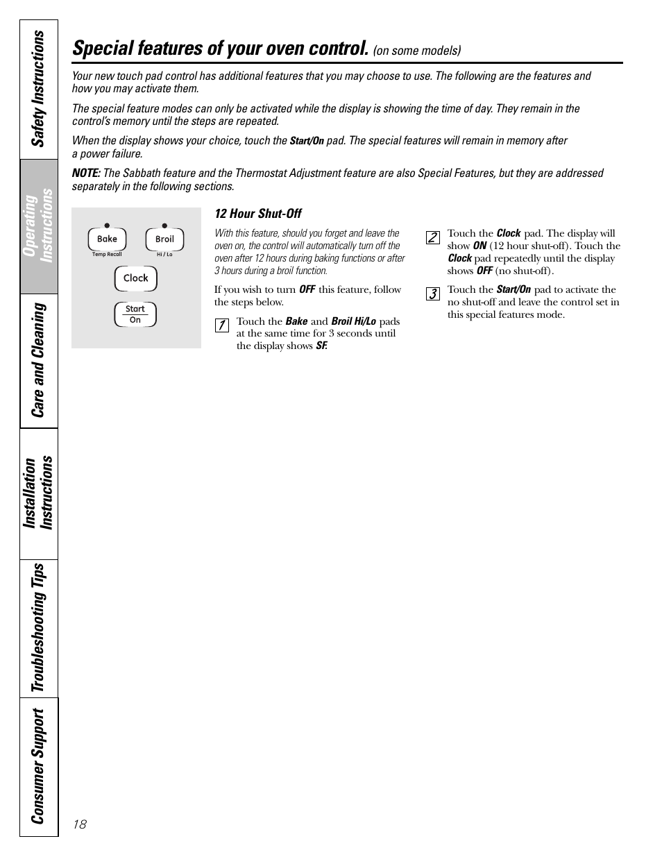 Special features, Special features of your oven control | GE JGBP31 User Manual | Page 18 / 56