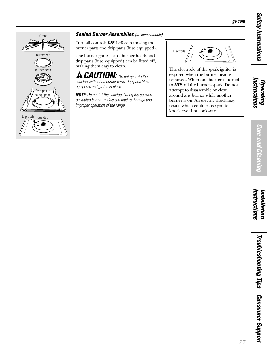 Caution | GE JGBP31 User Manual | Page 27 / 56