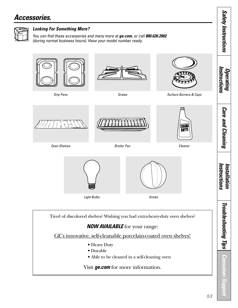 Accessories | GE JGBP31 User Manual | Page 53 / 56