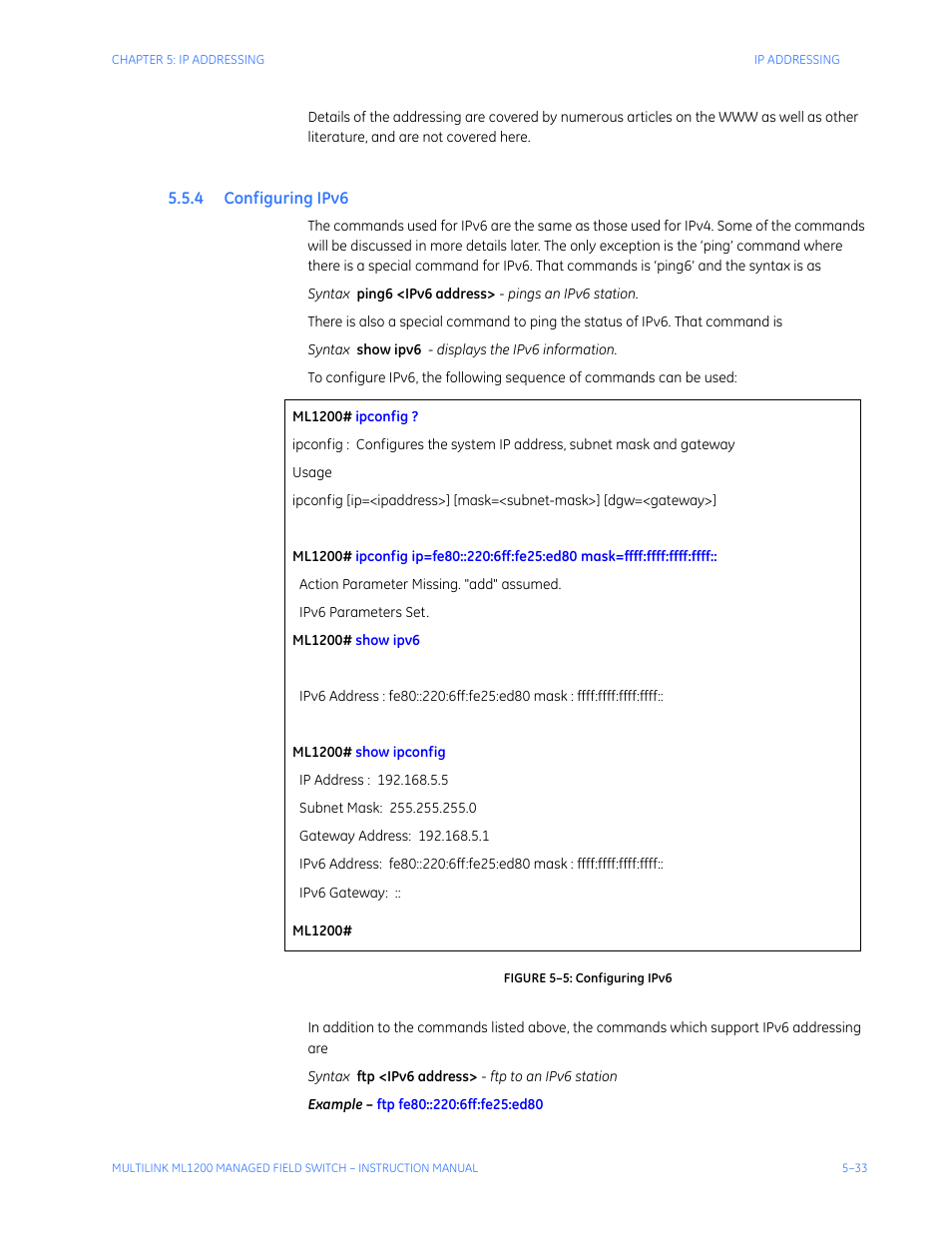4 configuring ipv6, Onfiguring | GE MULTILINK ML1200 User Manual | Page 105 / 344