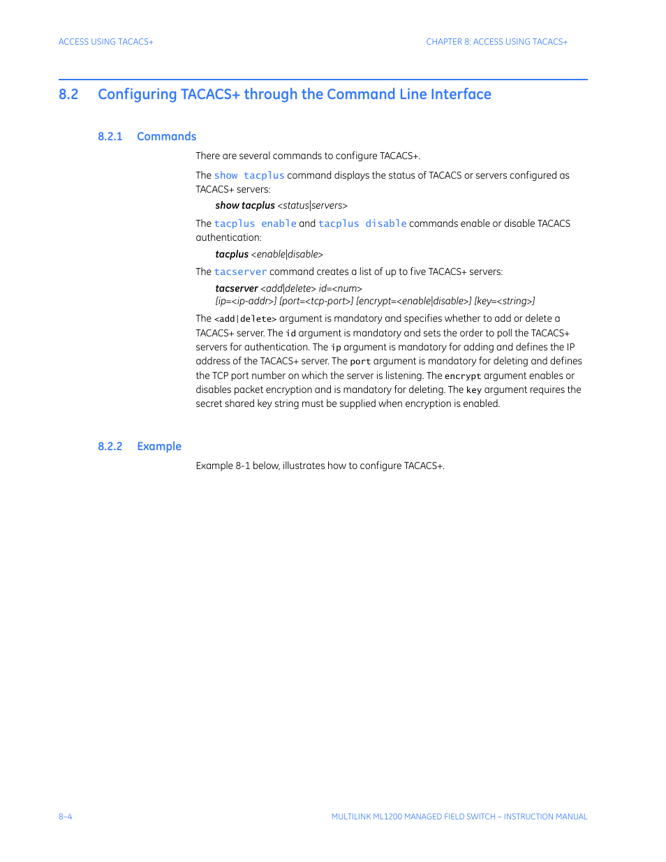 1 commands, 2 example, Ommands | Xample | GE MULTILINK ML1200 User Manual | Page 142 / 344