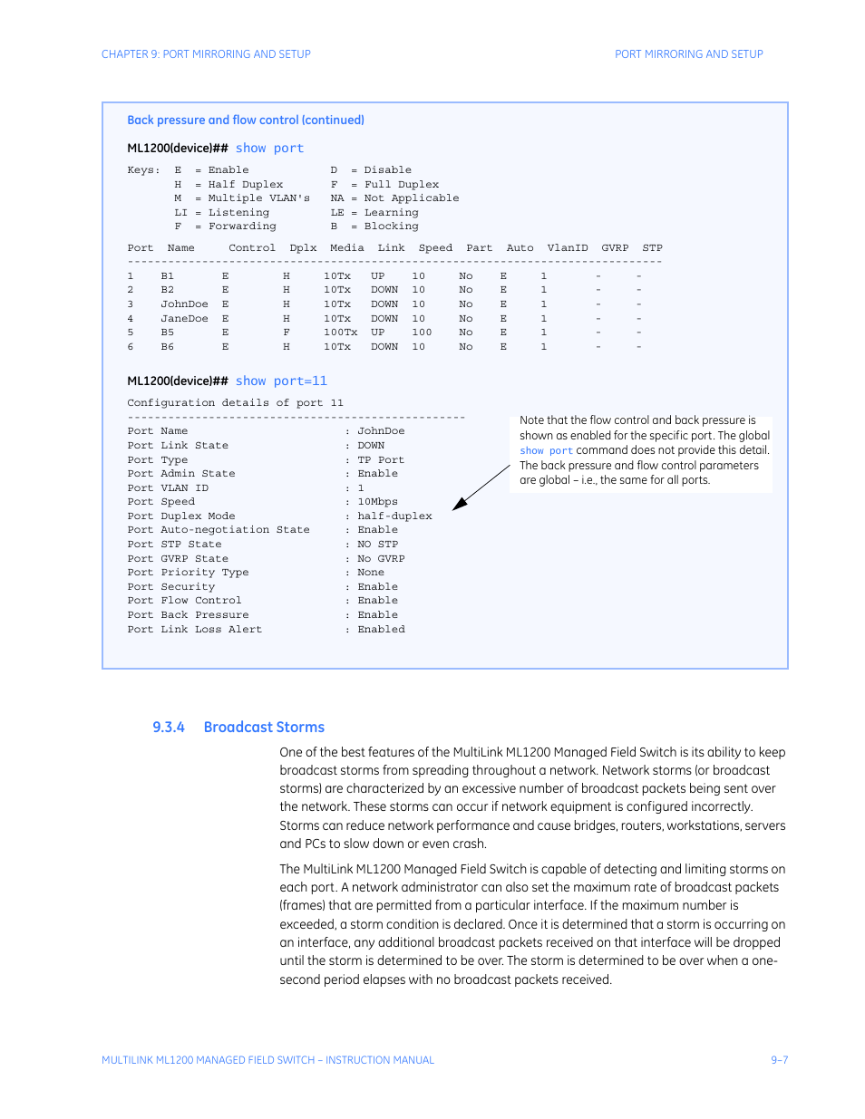 4 broadcast storms, Roadcast, Torms | GE MULTILINK ML1200 User Manual | Page 153 / 344