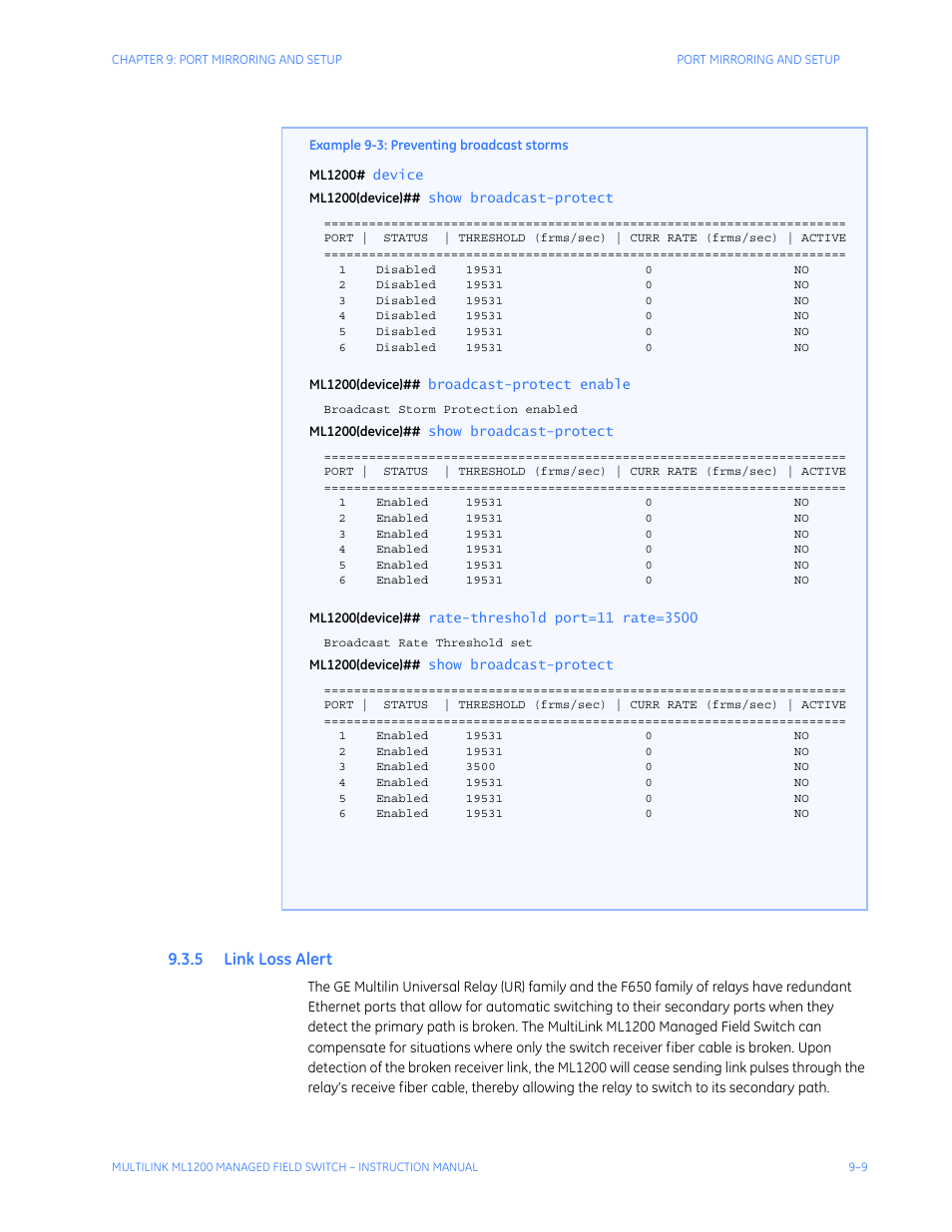 5 link loss alert, Lert | GE MULTILINK ML1200 User Manual | Page 155 / 344