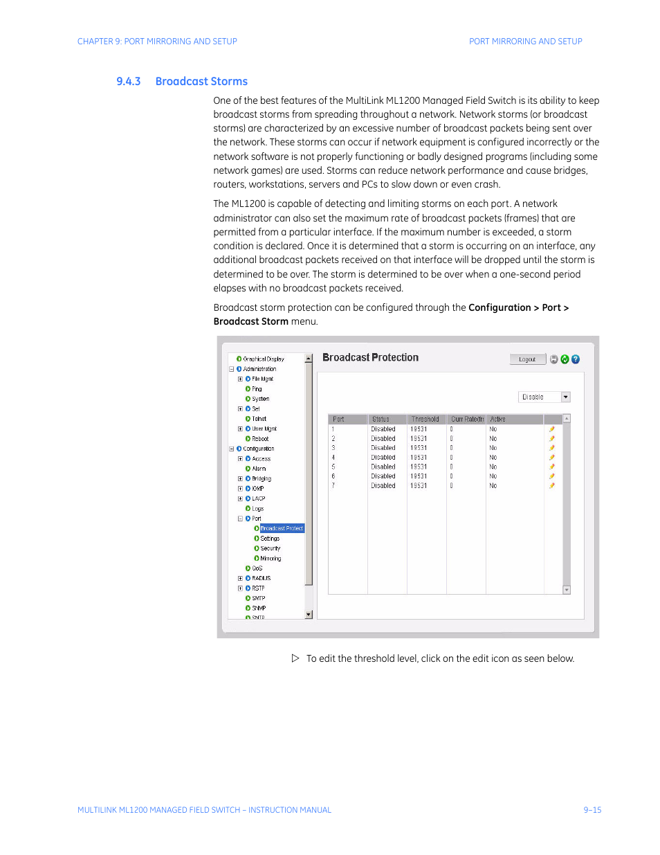 3 broadcast storms, Roadcast, Torms | GE MULTILINK ML1200 User Manual | Page 161 / 344