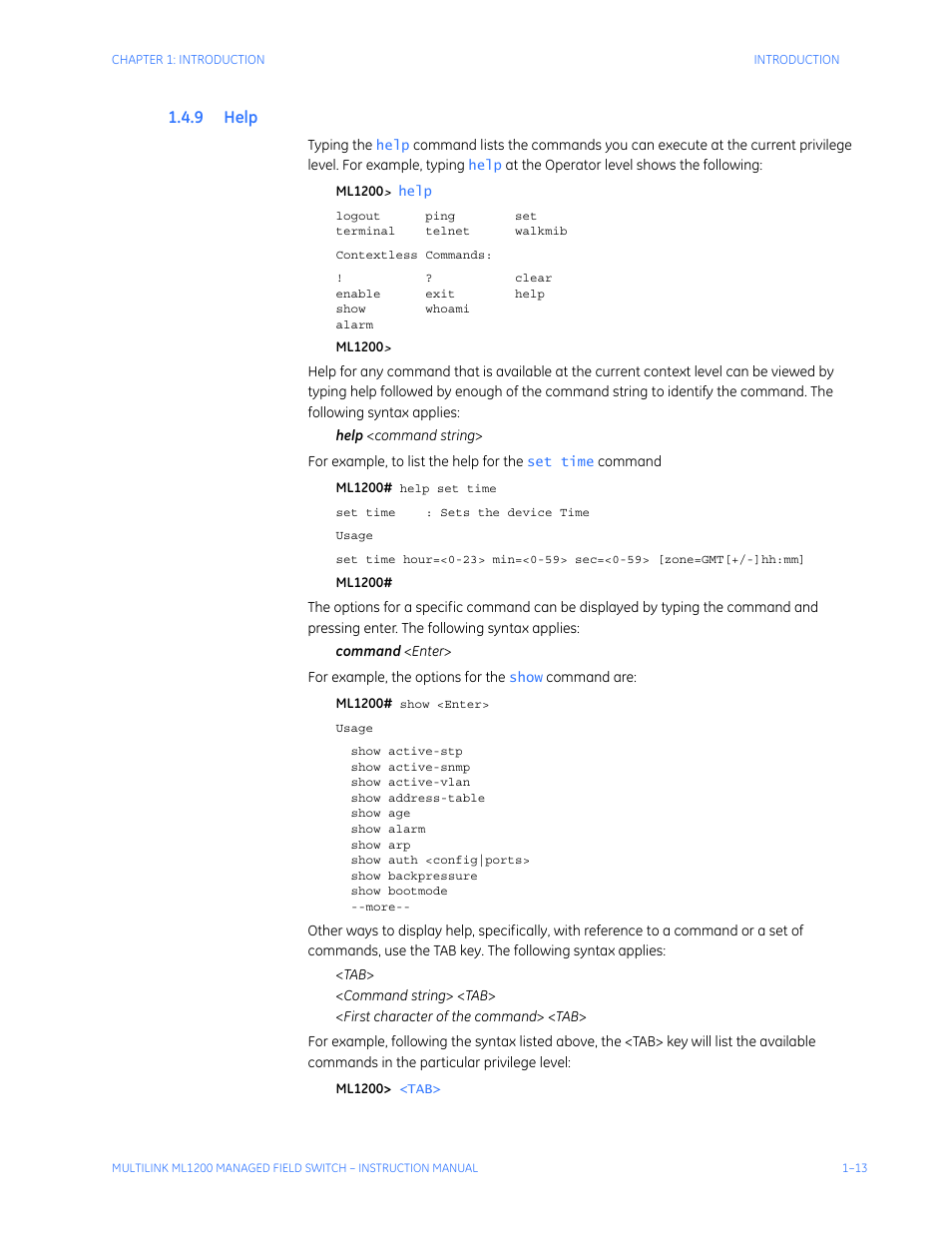 9 help | GE MULTILINK ML1200 User Manual | Page 21 / 344