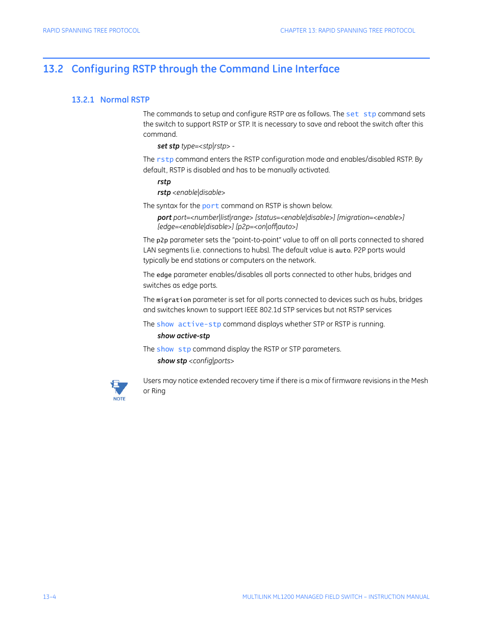 1 normal rstp, Ormal, Rstp -4 | GE MULTILINK ML1200 User Manual | Page 212 / 344