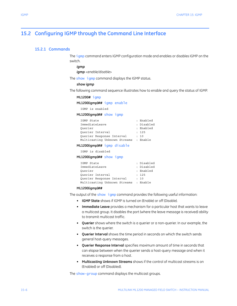 1 commands, Ommands | GE MULTILINK ML1200 User Manual | Page 248 / 344