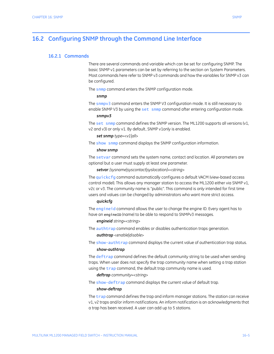 1 commands, Ommands | GE MULTILINK ML1200 User Manual | Page 259 / 344