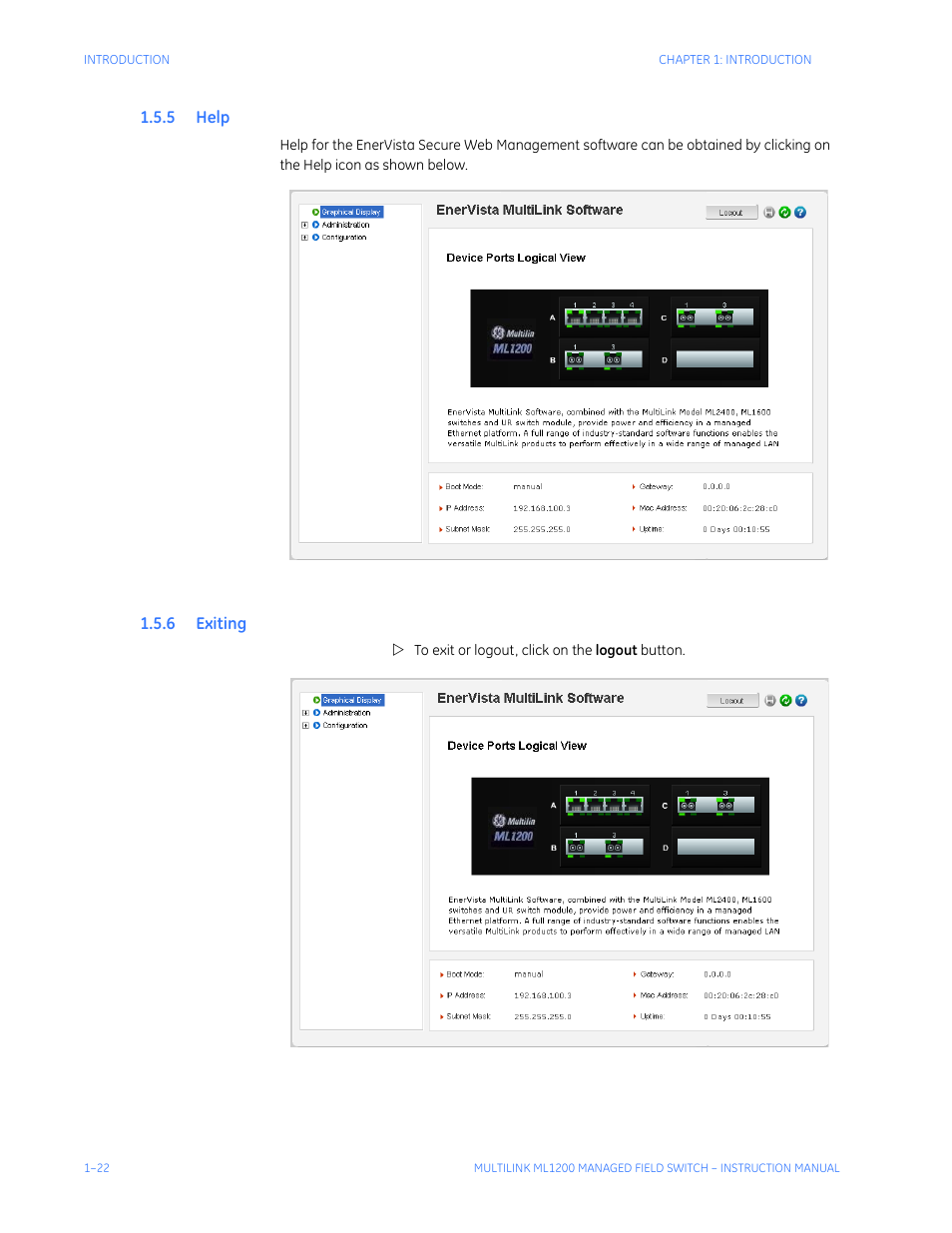5 help, 6 exiting, Xiting | GE MULTILINK ML1200 User Manual | Page 30 / 344