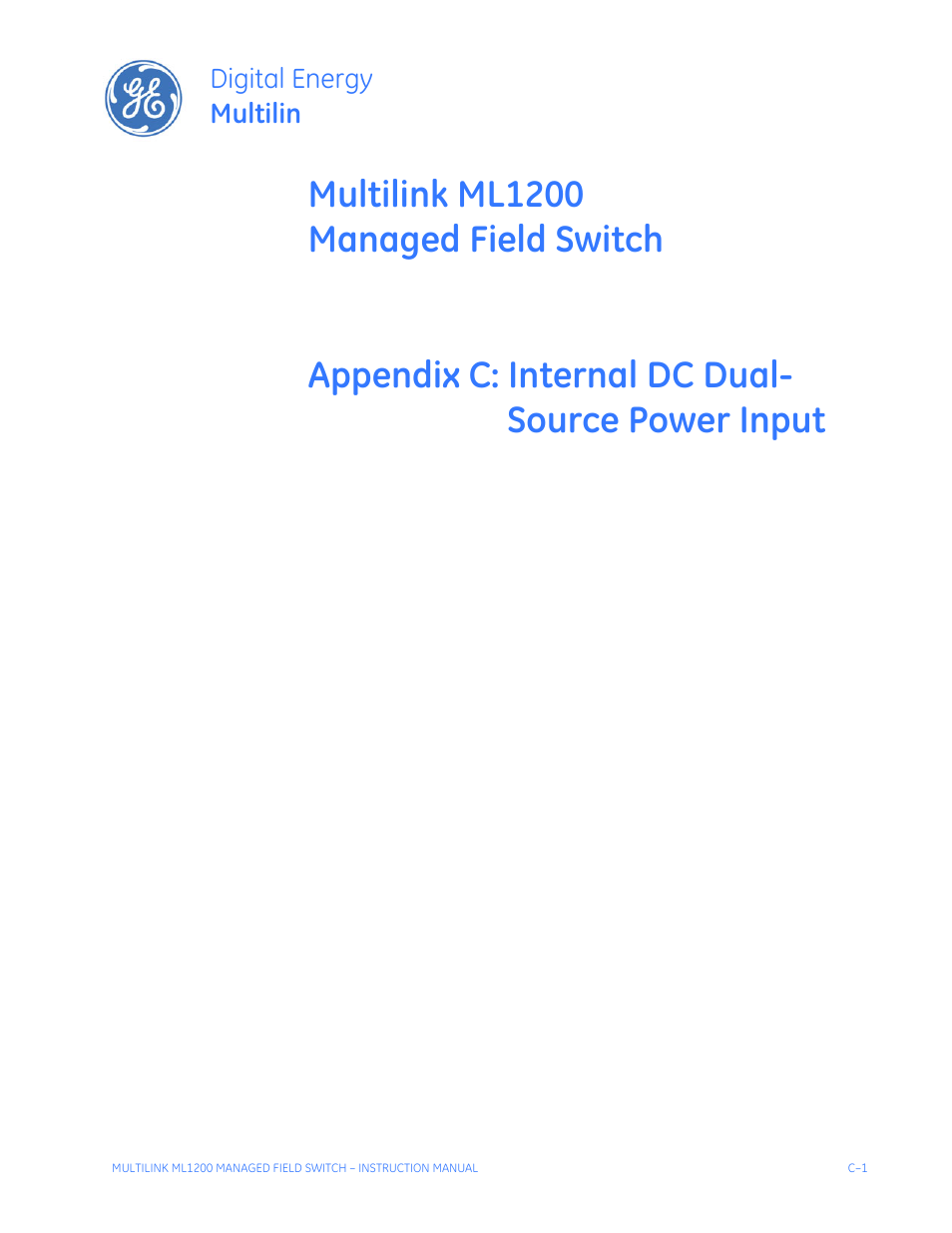 Internal dc dual-source power input option, Digital energy multilin | GE MULTILINK ML1200 User Manual | Page 339 / 344