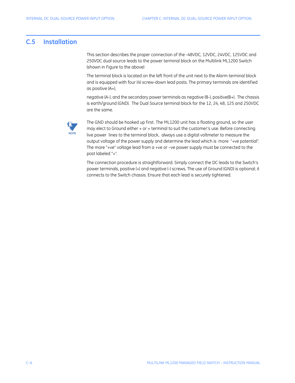 C.5 installation | GE MULTILINK ML1200 User Manual | Page 344 / 344