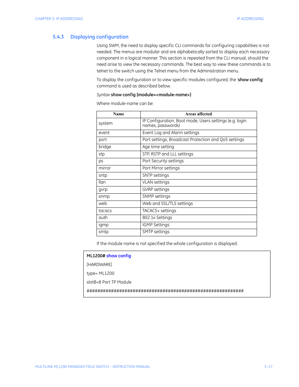 3 displaying configuration, Isplaying, Configuration | GE MULTILINK ML1200 User Manual | Page 89 / 344