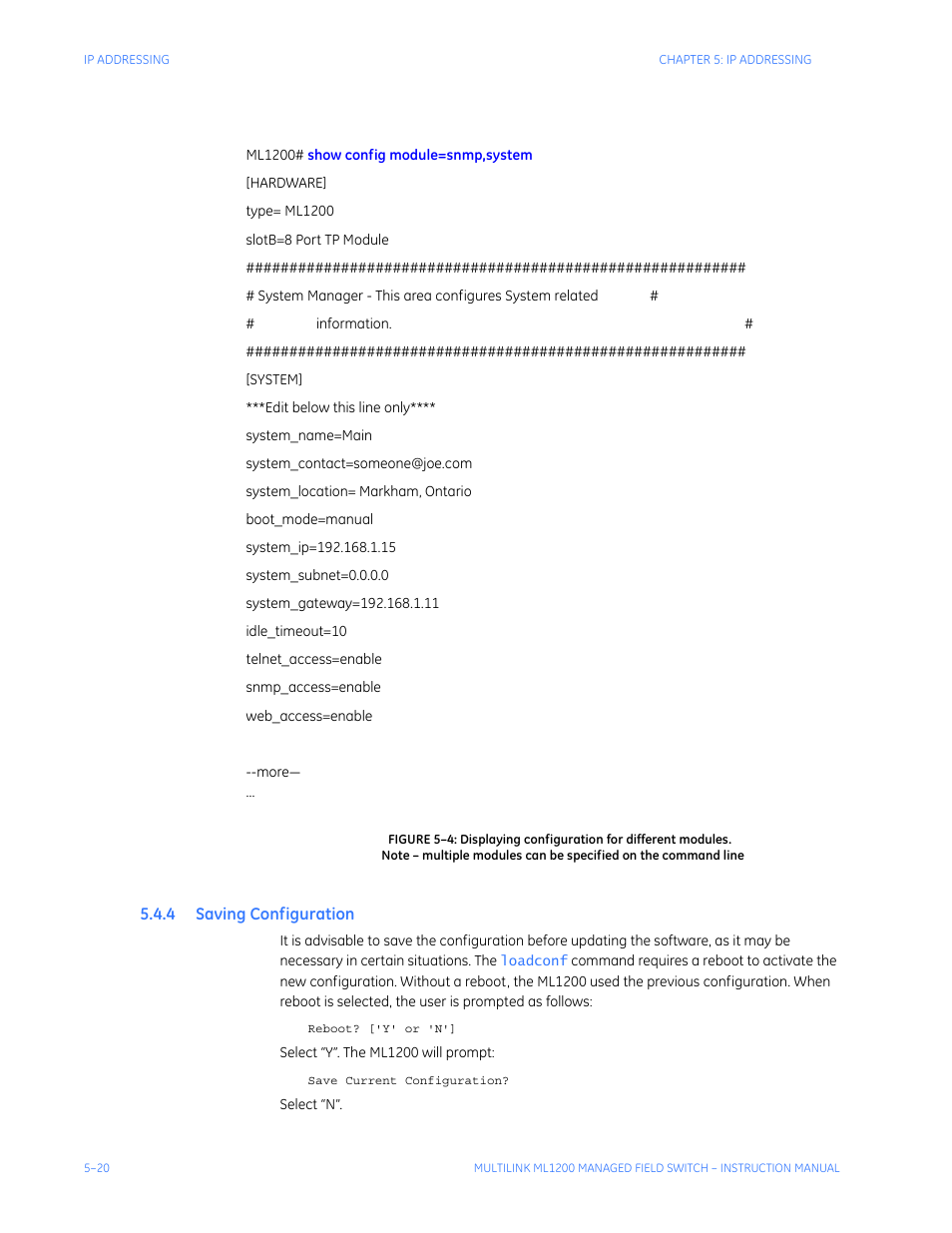 4 saving configuration, Aving, Onfiguration | GE MULTILINK ML1200 User Manual | Page 92 / 344