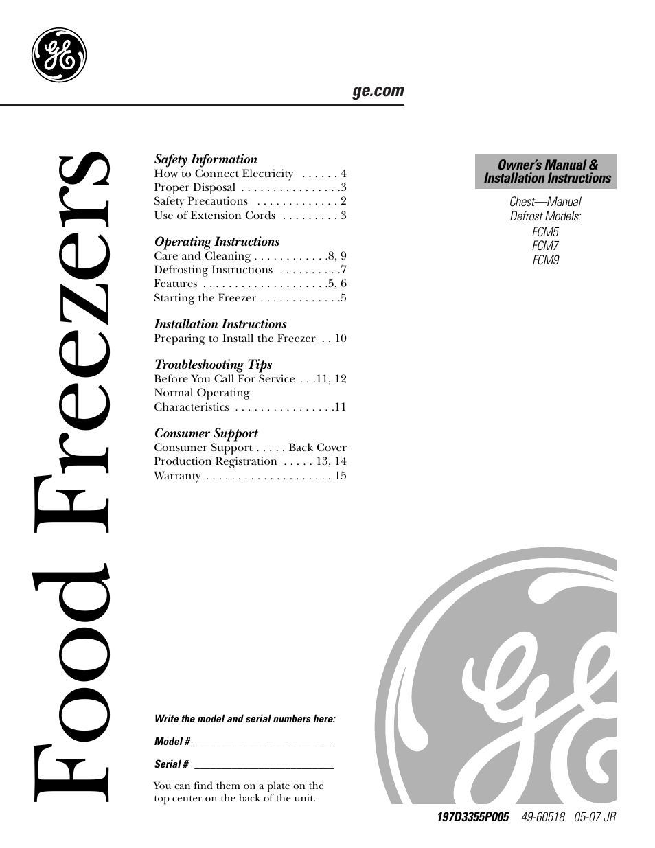 GE FCM7 User Manual | 16 pages