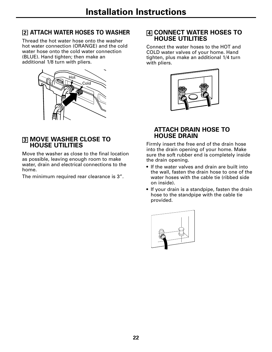 Installation instructions | GE WPGT9350 User Manual | Page 22 / 68