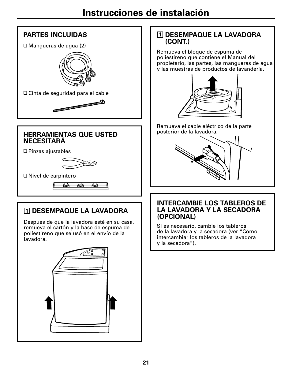 Instalación paso por paso, Instalación paso por paso –24, Instrucciones de instalación | GE WPGT9350 User Manual | Page 55 / 68