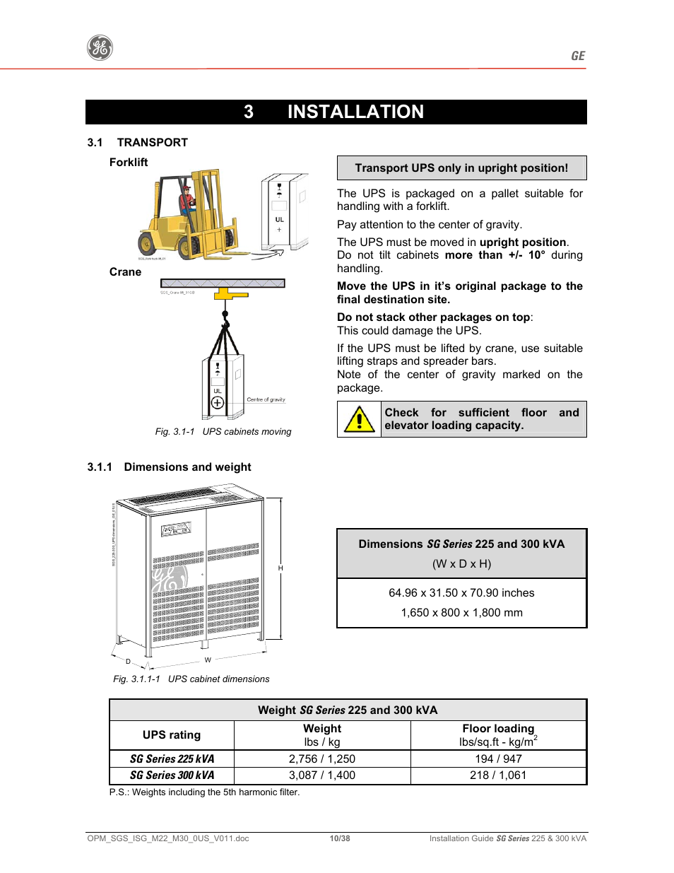 3 installation | GE 225 User Manual | Page 10 / 38