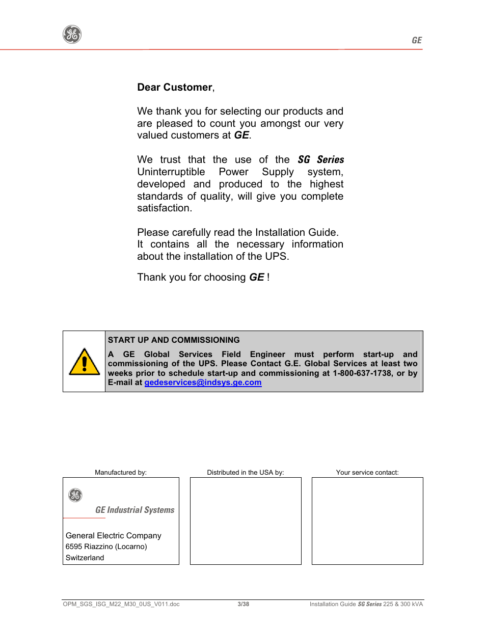 GE 225 User Manual | Page 3 / 38