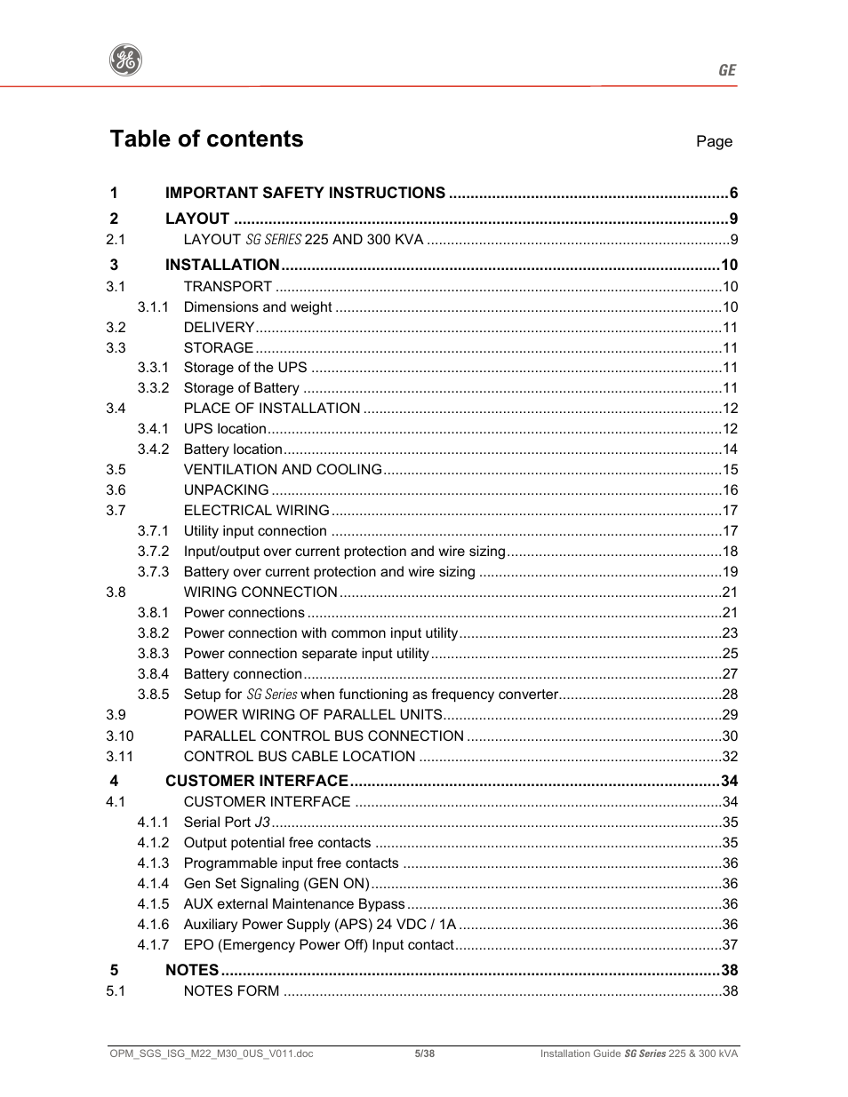 GE 225 User Manual | Page 5 / 38