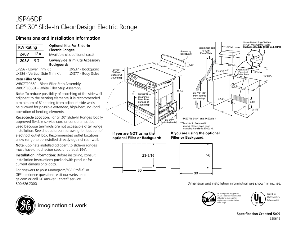 GE Profile JSP46DPBB User Manual | 2 pages