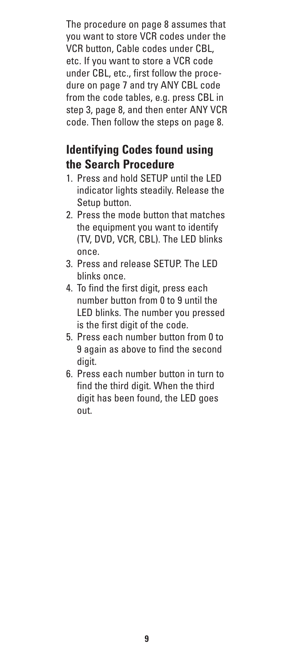 Identifying codes found using the search procedure | GE HO97685 User Manual | Page 12 / 28