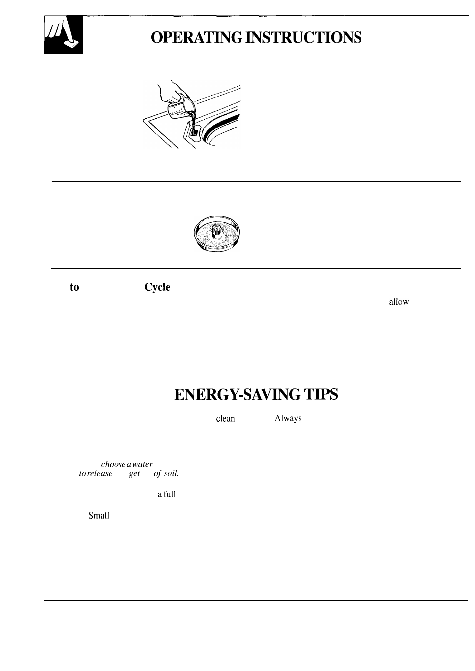 Operating instructions, tips, Bleach dispenser, Use the soak | GE WA8610S User Manual | Page 10 / 24