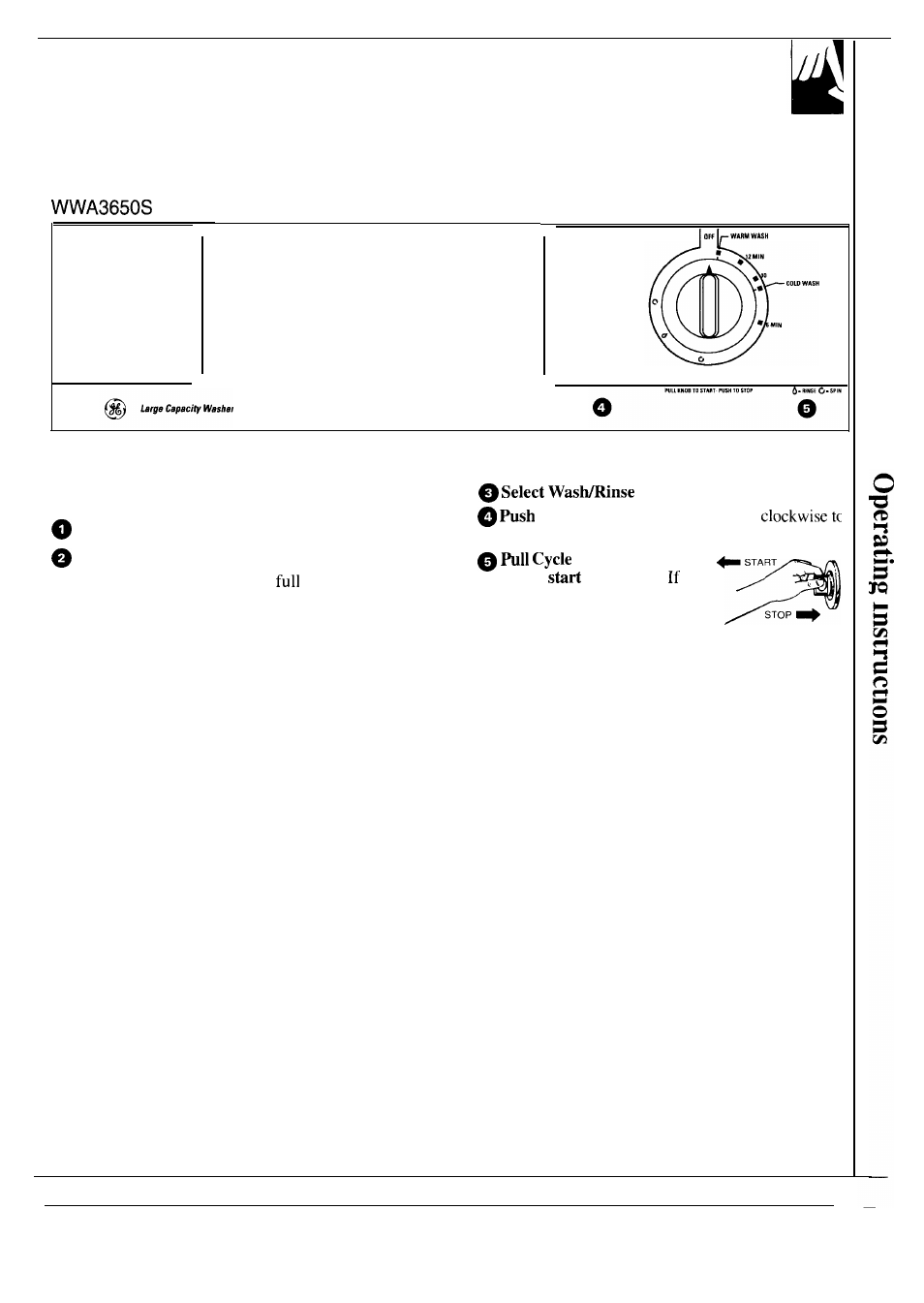 Control settings, Setting the controls | GE WA8610S User Manual | Page 7 / 24