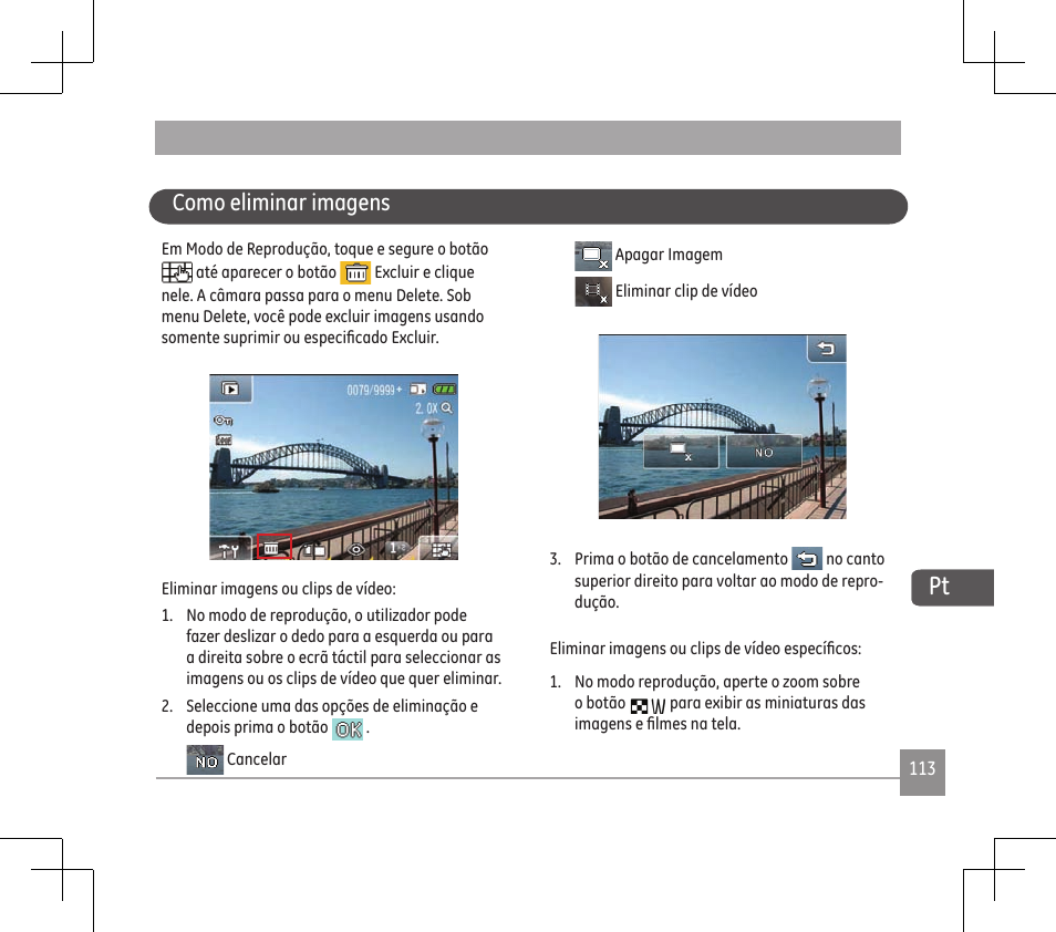 Como eliminar imagens | GE E1486TW User Manual | Page 115 / 124