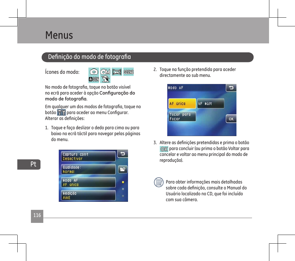 Menus | GE E1486TW User Manual | Page 118 / 124