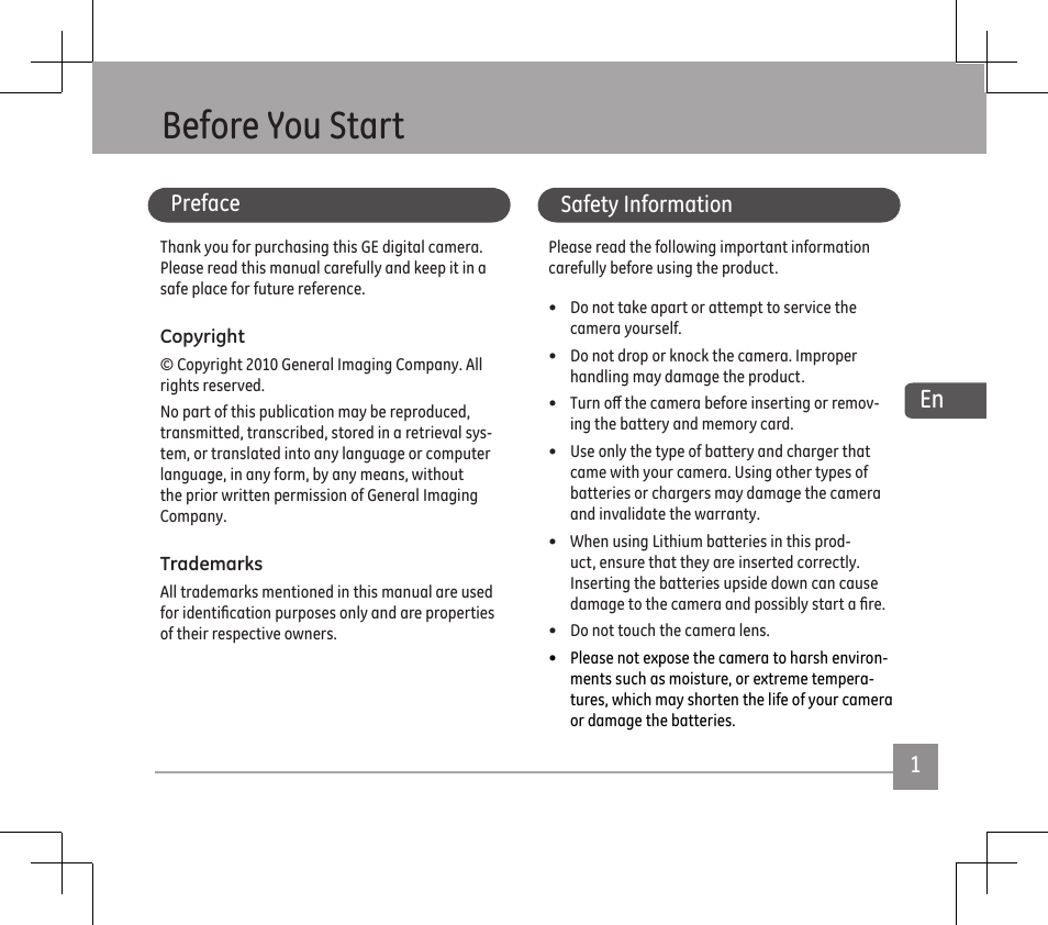 Before you start, Preface, Safety informaton | GE E1486TW User Manual | Page 3 / 124