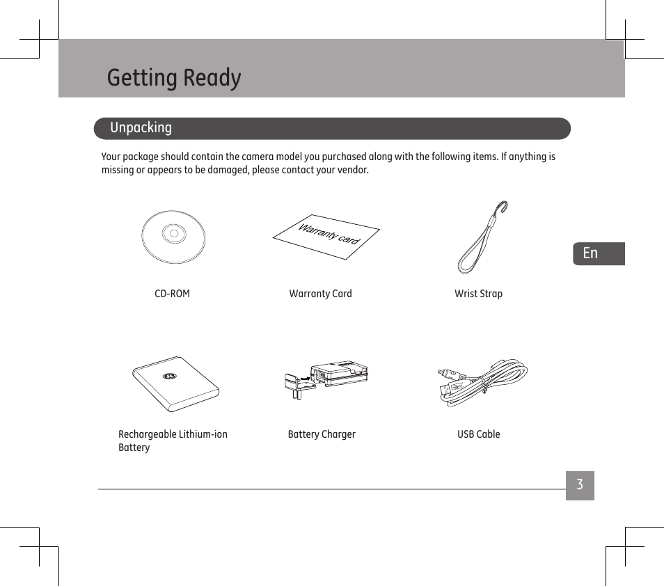 Getting ready | GE E1486TW User Manual | Page 5 / 124