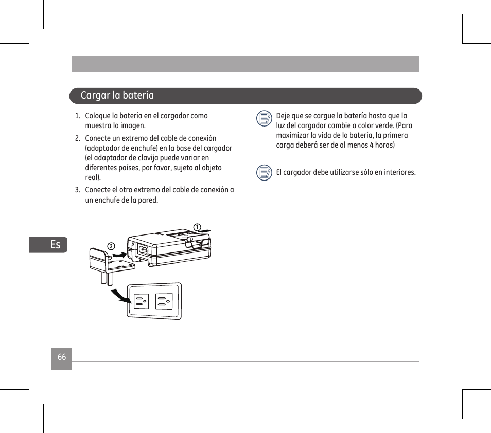 Cargar la batería | GE E1486TW User Manual | Page 68 / 124