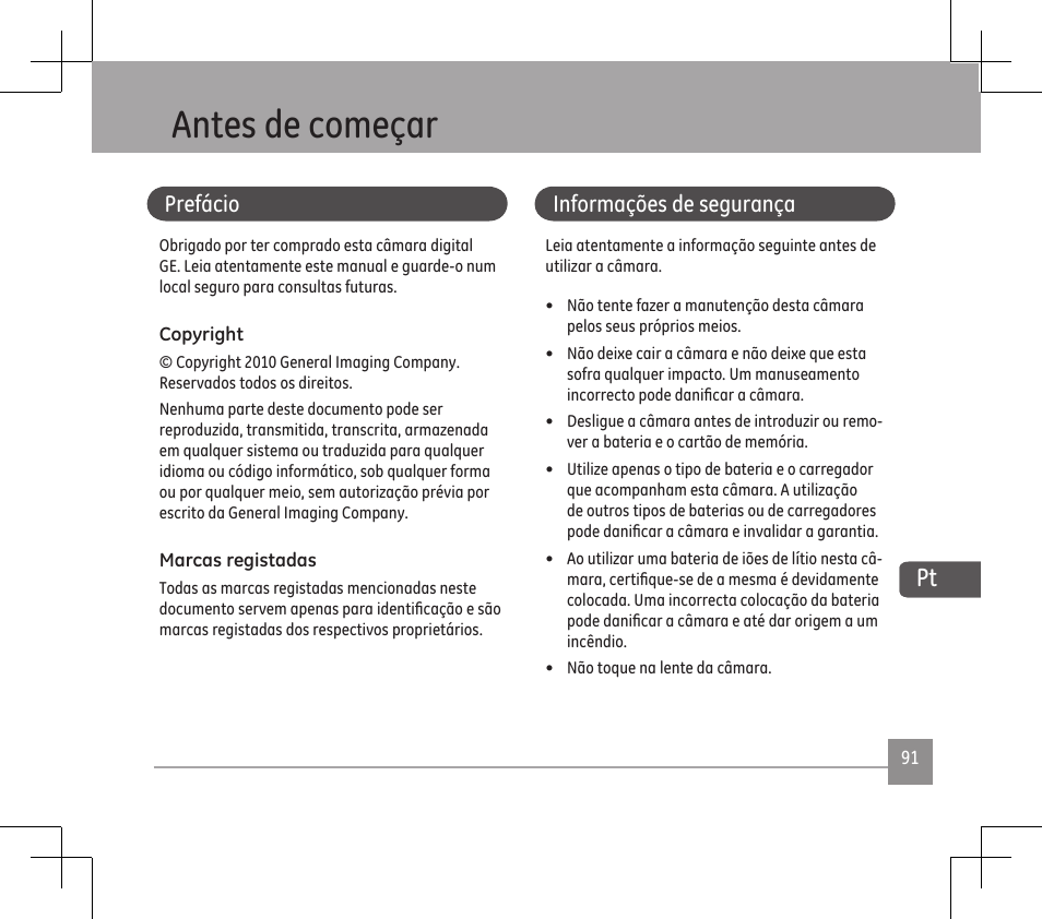 Antes de começar | GE E1486TW User Manual | Page 93 / 124