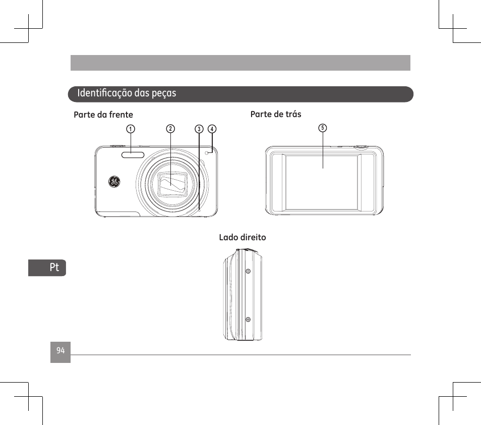 Identificação das peças | GE E1486TW User Manual | Page 96 / 124