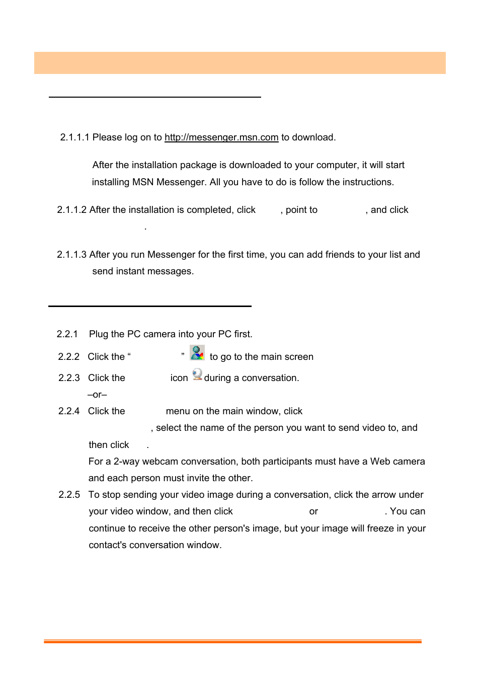 How to install msn, Messenger, 1 how to install msn messenger | 2 how to start with pc camera | GE EasyCam 98063 User Manual | Page 17 / 19