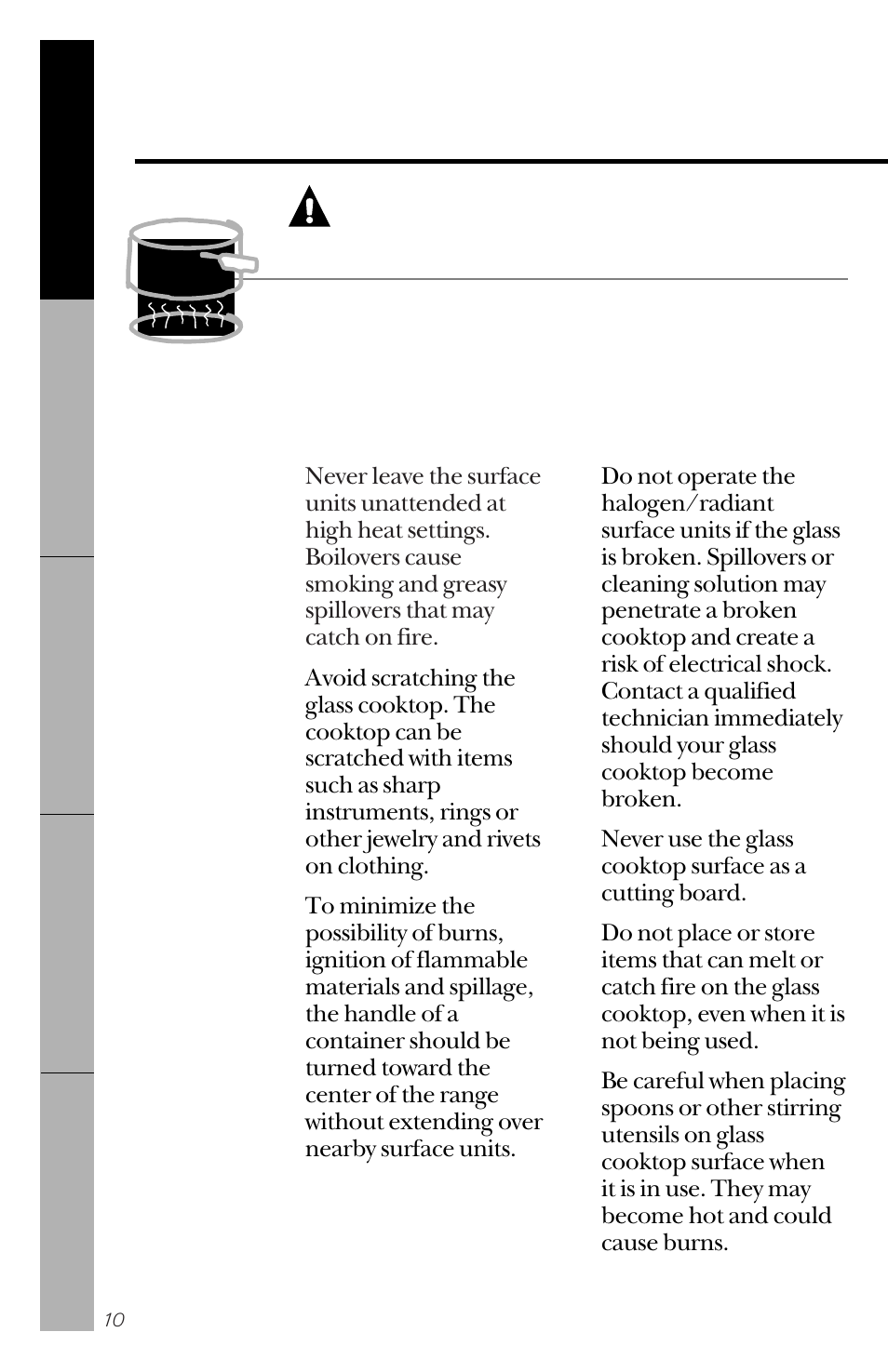 Radiant surface units, Radiant surface units –12, Warning | GE 49-8779 User Manual | Page 10 / 60