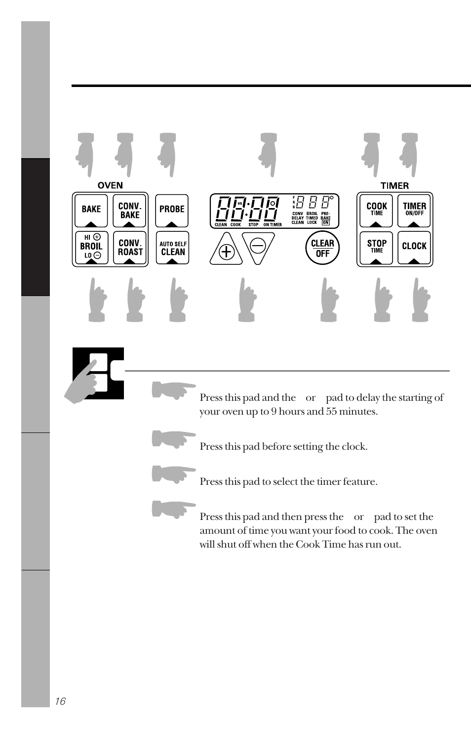 Using the oven, Using the oven –29, Using the oven controls | Clock and timer features | GE 49-8779 User Manual | Page 16 / 60